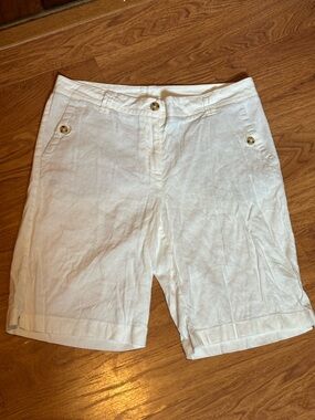 J Jill White Women's Linen Blend Shorts